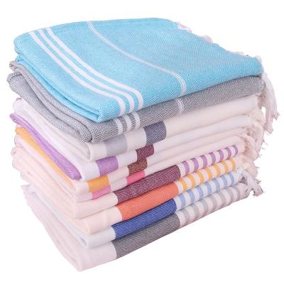 China Wholesale Kid Safe 100% Cotton Turkish Towel For Beach Gym Yoga With Tassels for sale