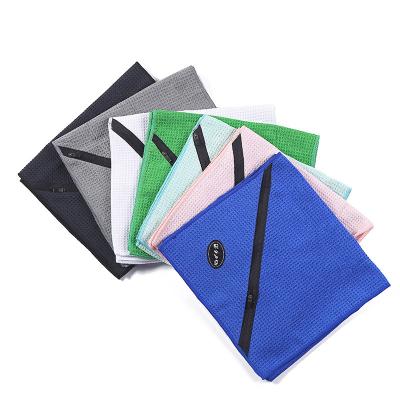 China Hot Selling QUICK DRY Microfiber Laser Printing Gym Sports Quick Dry Towel With Zipper Pocket for sale