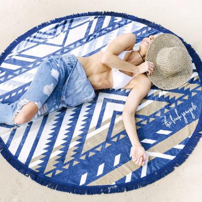 China Sustainable Use Luxury Bath Round Beach Towels With Tassels Custom Design Welcomed for sale