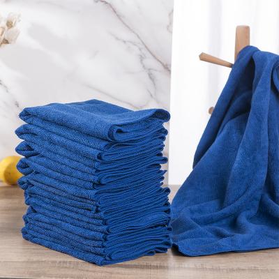 China Retail 40x60cm Fast Viable Blue Cloth Car Care Microfiber Edgeless Towel for sale