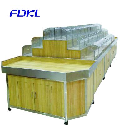 China Supermarket single-sided shop shopping acrylic wooden shelves! Good quality ! for sale