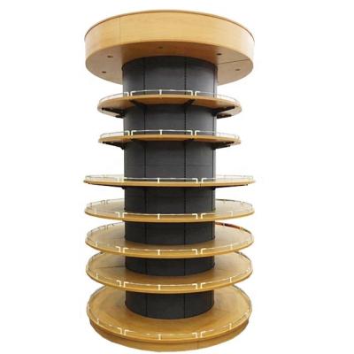 China Durable Multilayer Supermarket Round Wooden Shelf Used For Supermarket for sale