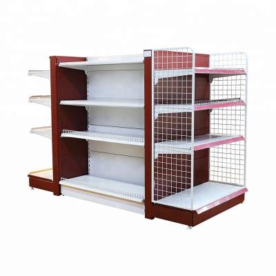 China Good Quality Metal Single/Double Gondola Supermarket Net Side Display Rack Shelving for sale