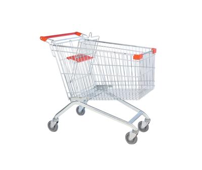 China Unfolding Four Wheel Supermarket Shopping Trolley With Coin Locks for sale