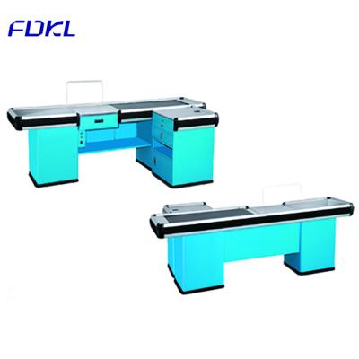 China Retailer Shops Supermarket checkout counter with conveyor belt, supermarket/retail store counter, hot! for sale