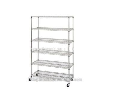 China Double Sided Good Quality Adjustable Wire Mesh Shelving With Wheel for sale