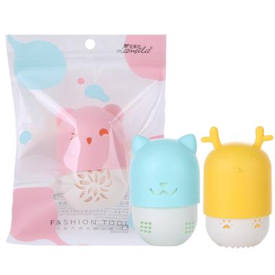 China Hot Sale Cute Multi-shape Blast Color Cosmetic Smooth Beauty Egg Storage Container Simple Plastic Make Up Blender Holder for sale