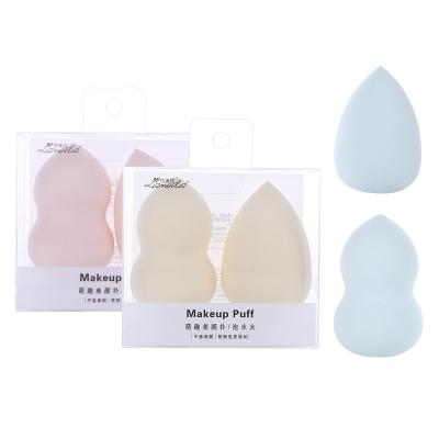 China Lameila Factory Price Eco-friendly Squash Waterdrop Beauty Sponge Kit 2pcs Microfiber Yellow Very Soft Makeup Sponge Blender A80070 for sale