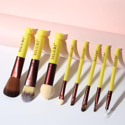 China Angular Blush Silubi 8pcs Makeup Tool Soft Synthetic Hair Cosmetic Brushes Kit Full Set Versatile Make Up Brush With Mirror Box For Ladies for sale