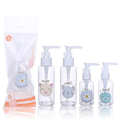 China Personal Skin Care Packaging Hot Selling Lameila Clear Bottle Cute Small Container 75ml 100ml PET Plastic Empty Skin Care Bottle Pump Bottle for sale