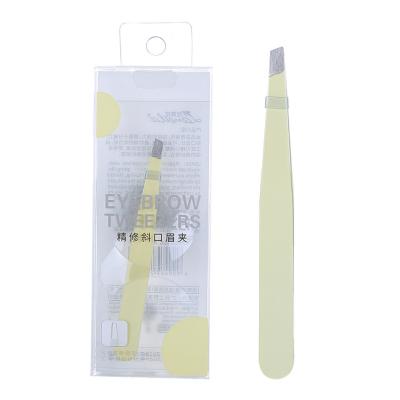 China Durable Lameila Eyebrow Tweezers Yellow High Quality Logo Stainless Steel Eyebrow Tweezer Colorful Custom Eyebrow Tweezer Slope Tip Cosmetic Factory A226 for sale