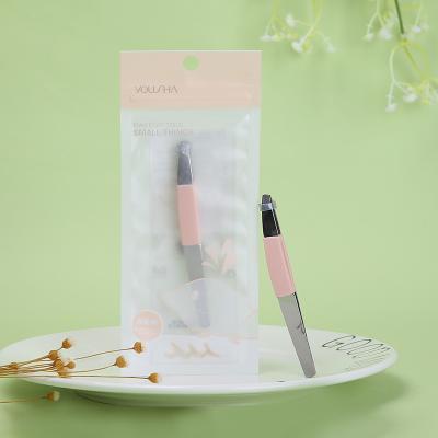 China Yousha Durable Wholesale Cosmetic Eyebrow Tweezers Stainless Steel Silicone Handle Eyebrow Tweezers Eyebrow Hair Remove Clip YN015 for sale