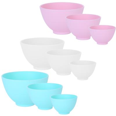 China Stylish Reusable DIY Face Mask Three Sizes Cosmetic Rolls Flexible Silicone Facial Face Mask Mixing Bowl Set Homemade Makeup Beauty Tools for sale