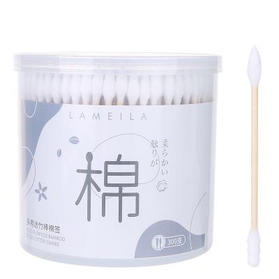 China Universal Daily Use Lameila Dual Head Double Head Stick Cotton Swab Tip Spiral Soft Sharp Sharp Cleaning Tip Tip Cotton Bud 300pcs for sale