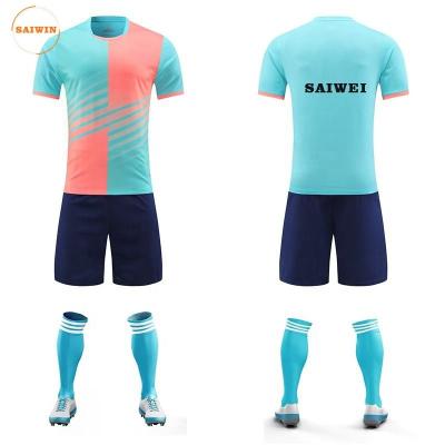 China Sets Lightweight Striped quick dry Jersey Soccer  sublimated soccer uniform suit for men for sale