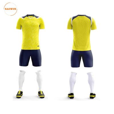 China Sets Customize soccer wear football uniforms Yellow Soccer jersey ensemble maillot de foot rouge jaune survetement sport football for sale