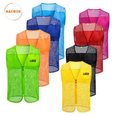 China Sets custom kids football training bibs security for football team Safety Vest Visibility Clothing fishing net vest with Zipper for sale