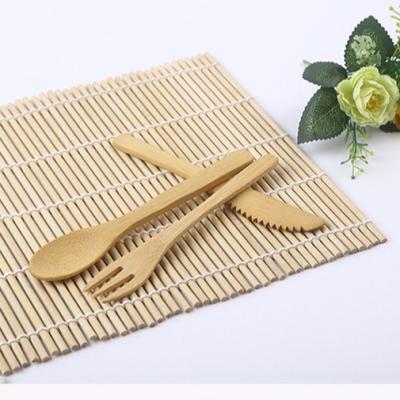 China 17cm Sustainable Disposable Bamboo Cutlery Set Knife Fork Spoon For Western Food Set for sale