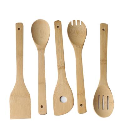 China Sustainable Hot Sale Bamboo Kitchen Dish Shovel Cooking Spoon Set Kitchen Cookware for sale