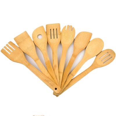 China Sustainable Bamboo Cooking Spoon 6 Piece Set Bamboo Shovel Spoon Cutlery Set for sale