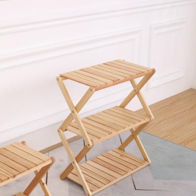 China (Other) Adjustable Modern Bamboo Folding 3 Tier Shoe Rack Shoes Display Rack for sale