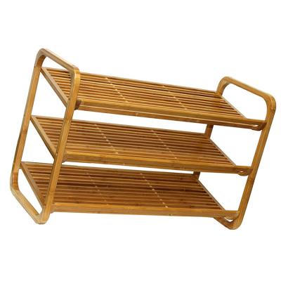 China Large Sale Durable Factory Direct Bamboo Multi-Layer Bamboo Shoe Rack Shelf Shoe Rack 3-Tier Bamboo Bench for sale