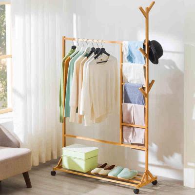 China Expandable Modern Bamboo Wooden Standing Hat Rack Hat Holder Coat Rack Drying Rack Coat Shelf With Hanger for sale