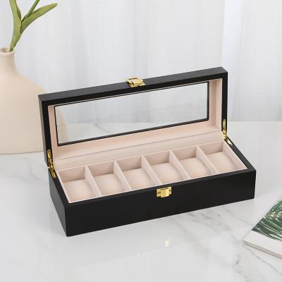 China With Baking Paint Vintage Classic Elegant Luxury Watch Organizer Box Wooden Glass Top Jewelry Storage Case Men Watches Display Boxes for sale