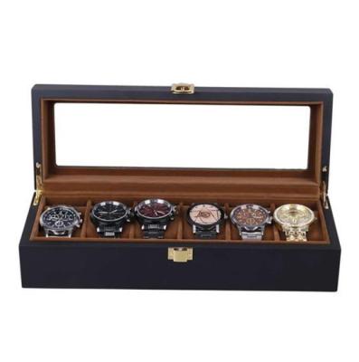 China With Baking Paint Vintage Classic Elegant Luxury Watch Organizer Box Wooden Glass Top Jewelry Storage Case Men Watches Display Boxes for sale