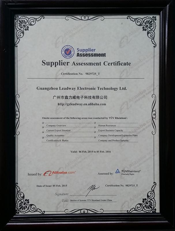 Supplier Assessment Certificate - Guangzhou Leadway Electronic Technology Ltd.