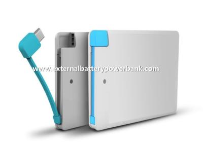 China Credit Card Size Portable Mobile Power Bank Built in Cable 2500mah for MP3 / MP4 / PC / Ipad for sale