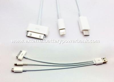 중국 Micro/4G/8Pin 연결관을 가진 1개의 둥근 USB 위탁 케이블에 대하여 백색 3 판매용