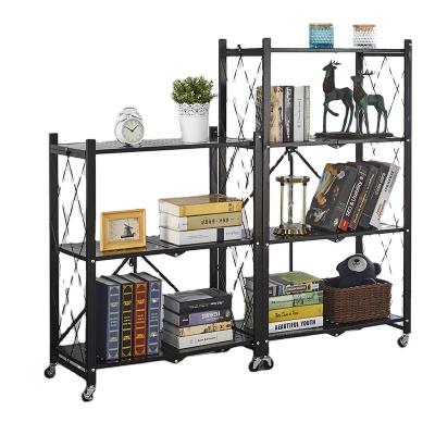 China Hot Selling Viable 3 Tier Metal Rack Multilayer Kitchen Storage Folding Shelf for sale