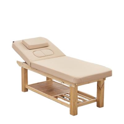 China Modern Professional Spa Chair Solid Wood Four Leg Massage Facial Bed for sale