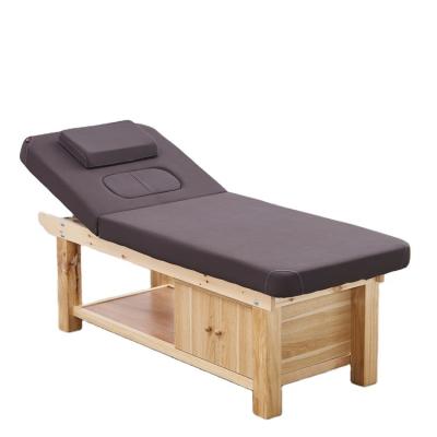 China Factory Modern Professional Portable Massage Spa Solid Wood Four Leg Facial Bed for sale