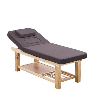 China Modern Professional Manufacturer Salon Solid Wood Massage Four Leg Facial Bed for sale