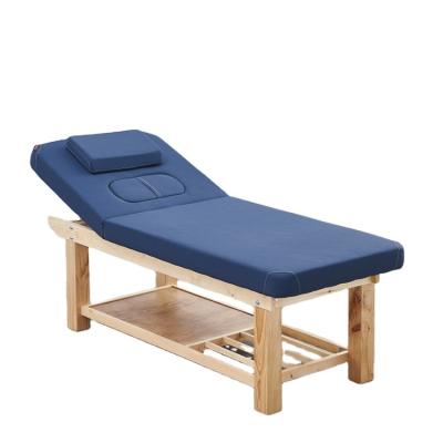 China Price Promotion Spa Modern Massage Table Cosmetic Solid Wood Four Leg Facial Bed for sale