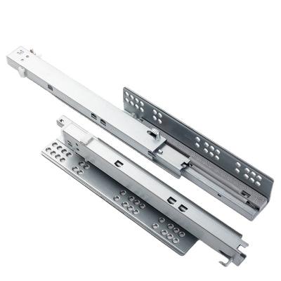 China Modern Customized 3 Fold Telescopic Handle Concealed Drawer Slide Closes Soft Narrow Full Extension Undermount Slide for sale