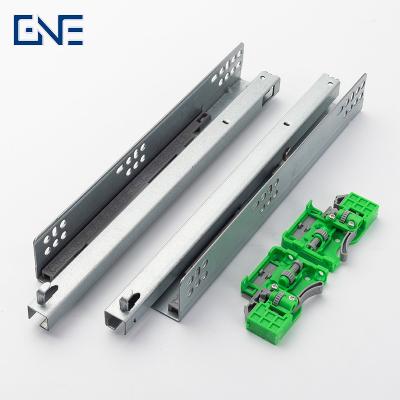 China Modern 2 Folds Concealed Undermount Cabinet Rail Push To Open Drawer Slides Lock for sale