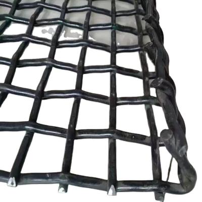 China Corrosion Resistance Hooked Crimped Vibrating Steel Wire Mesh Galvanized Iron Metal Screen For Coal Mines for sale