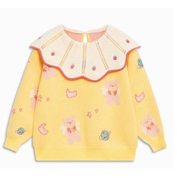 China 100%Cotton New Fashion Custom Made Children's Winter LOGO OEM&ODM Turtle Neck Warm Sweater Knitted Skirt 2 Piece Midi Skirt Suit Babies for sale