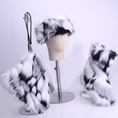 China Keep Warm Faux Fur Boots For Women And Children Winter Hairy Snow Boots Shoes Warm Fur Boots for sale