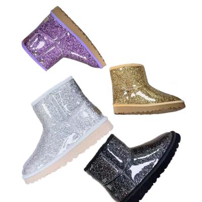 China High quality bling bling leather snow boots Anti-odor winter warm snow boots for ladies with new design for sale