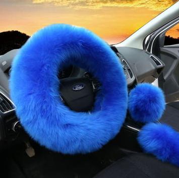 China 2020 High Quality Fancy Fur Car Wheel Cover Steering Set For Winter, Autumn for sale