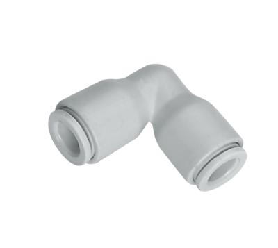 China POM Polyformaldehyde 90 Degree Water Hose Entry Elbow Push Fit Connectors for sale