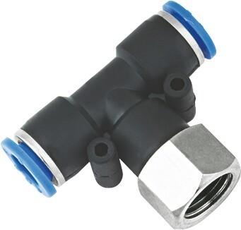 China Female Branch Tee Push In Pneumatic Fittings Quick Connect With NPT Threads for sale