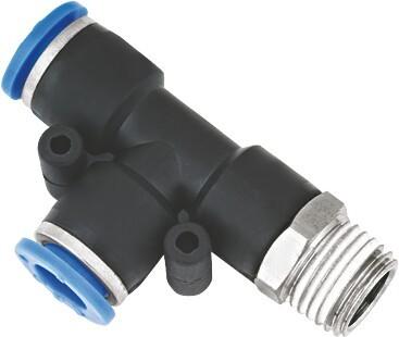 China Run Tee NPT Threads Fittings Pneumatic Push In Connect T-Shaped for sale