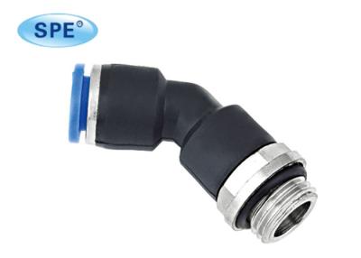 China Male 45 Degrees Elbow Pneumatic Plastic Push Fit Connectors With G Threaded for sale