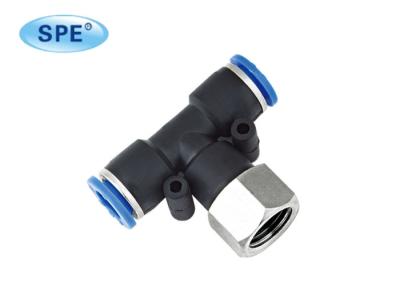 China PA Nickel Plated Brass G Thread Fittings Pneumatic Push In Connect Female Branch Tee for sale