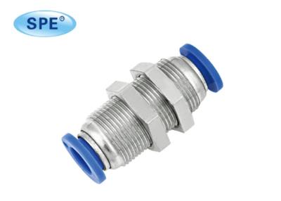 China Plastic Nickel Plate Brass Pneumatic Bulkhead Fittings Inline Wholesale for sale